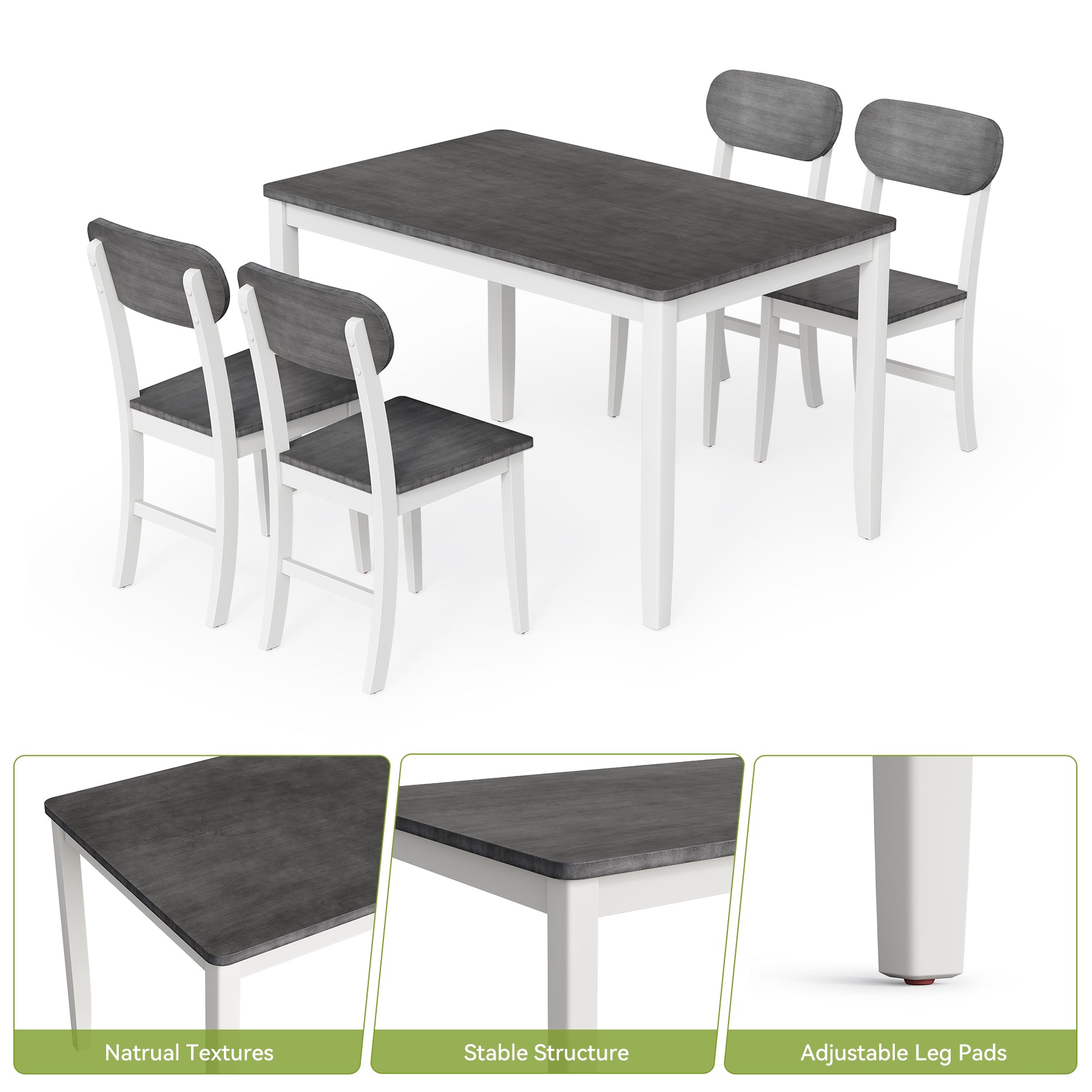 5-Piece Dining Table with Chairs Set for 4